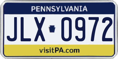 PA license plate JLX0972