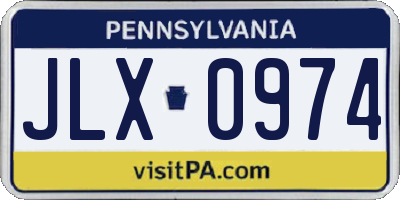 PA license plate JLX0974