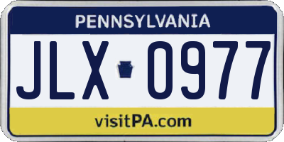 PA license plate JLX0977