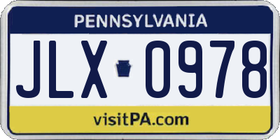 PA license plate JLX0978