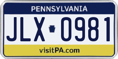PA license plate JLX0981