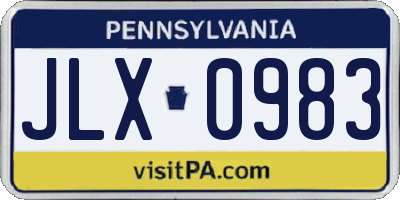 PA license plate JLX0983