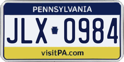 PA license plate JLX0984