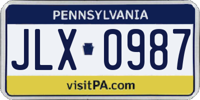 PA license plate JLX0987