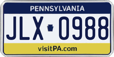 PA license plate JLX0988