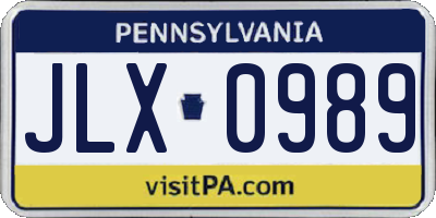 PA license plate JLX0989