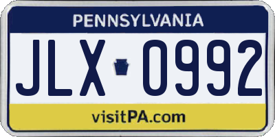 PA license plate JLX0992