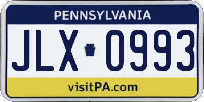PA license plate JLX0993