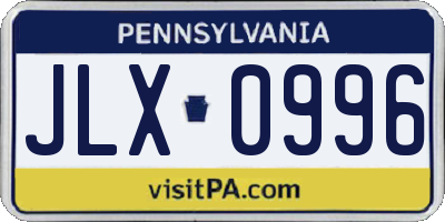 PA license plate JLX0996