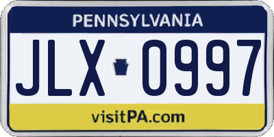 PA license plate JLX0997