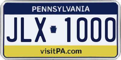 PA license plate JLX1000