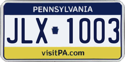 PA license plate JLX1003