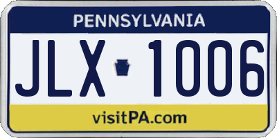 PA license plate JLX1006