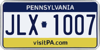 PA license plate JLX1007