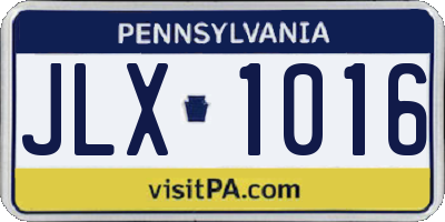 PA license plate JLX1016