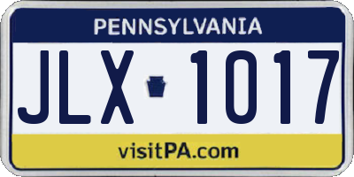 PA license plate JLX1017