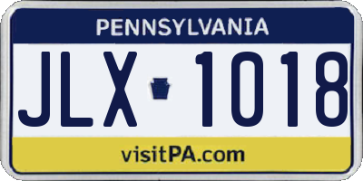PA license plate JLX1018