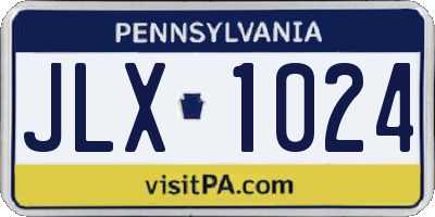 PA license plate JLX1024