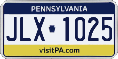 PA license plate JLX1025