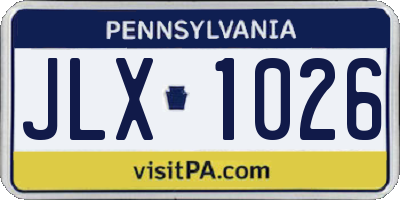 PA license plate JLX1026