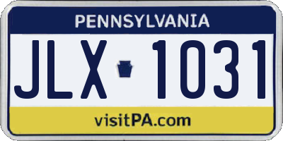 PA license plate JLX1031