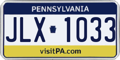 PA license plate JLX1033