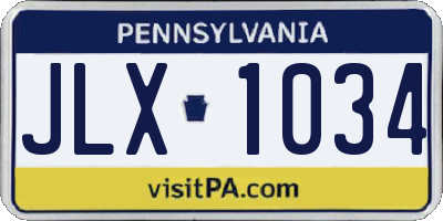 PA license plate JLX1034