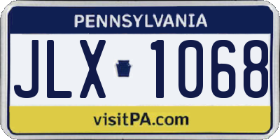 PA license plate JLX1068