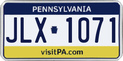 PA license plate JLX1071