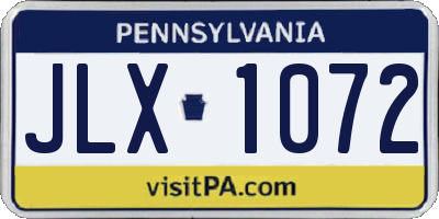 PA license plate JLX1072