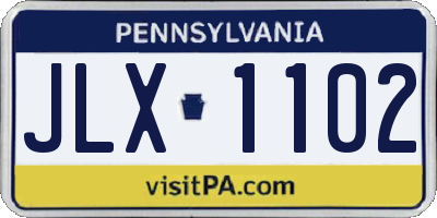 PA license plate JLX1102