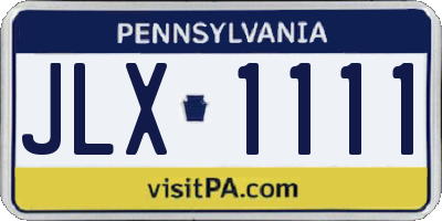 PA license plate JLX1111