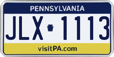 PA license plate JLX1113