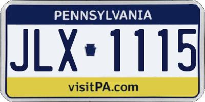 PA license plate JLX1115