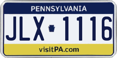 PA license plate JLX1116