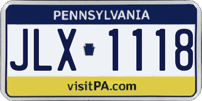 PA license plate JLX1118