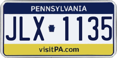 PA license plate JLX1135