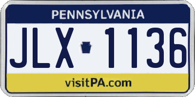 PA license plate JLX1136