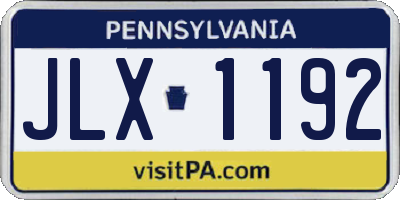 PA license plate JLX1192
