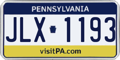 PA license plate JLX1193