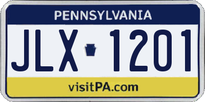 PA license plate JLX1201