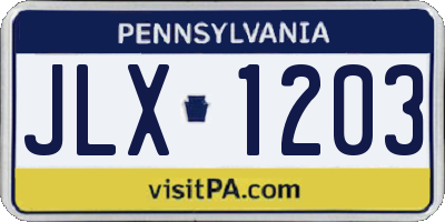 PA license plate JLX1203