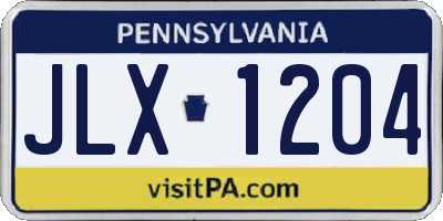 PA license plate JLX1204