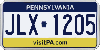 PA license plate JLX1205