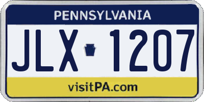 PA license plate JLX1207