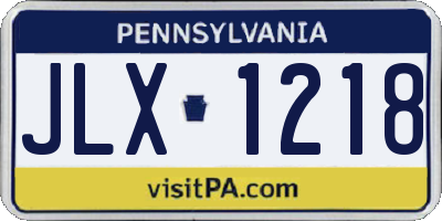 PA license plate JLX1218