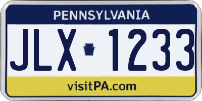 PA license plate JLX1233