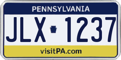 PA license plate JLX1237