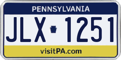PA license plate JLX1251
