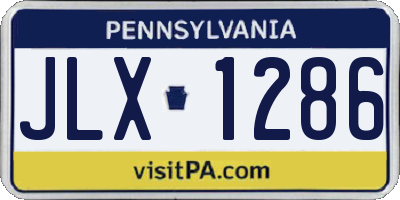 PA license plate JLX1286